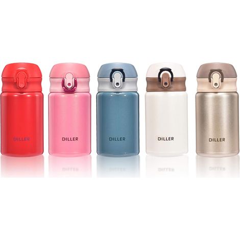 Gourde isotherme pour femme, petite et mignonne, 301 ml, en acier inoxydable, pour boissons chaudes et froides, idéale pour le sport. (1/3)