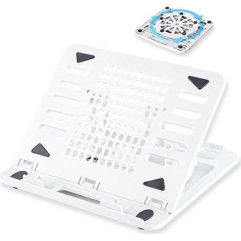 1. Höhenverstellbarer, ergonomischer Laptopständer mit drehbarer, weißer Ablage, ideal für Notebooks und Smartphones. (89 Zeichen)