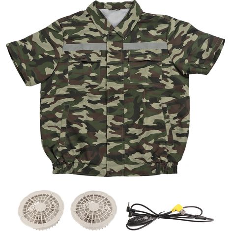 Veste rafraîchissante avec 2 ventilateurs et 3 niveaux de ventilation réglables, idéale pour les travaux par temps chaud. (1/5)