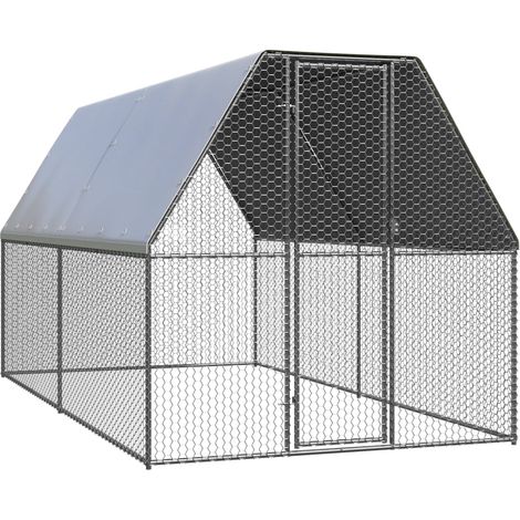 Gallinero exterior 2 x 4 x 2 m techo acero galvanizado resistente al agua 020001689