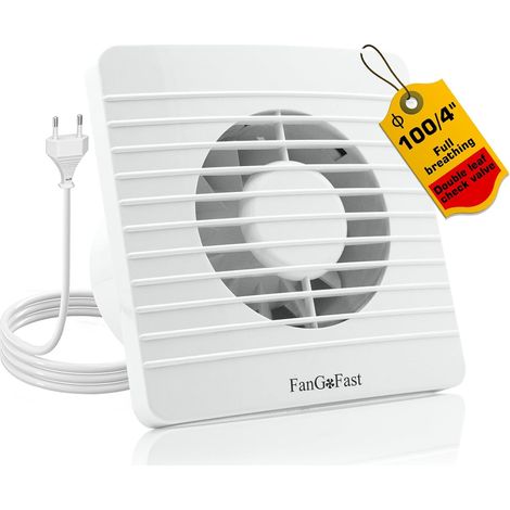 100mm Ventilateur de Salle de Bain, 120 m³/h, Design Silencieux avec Clapet Anti Retour pour Montage Mural Plafond Fenêtres (1/5)