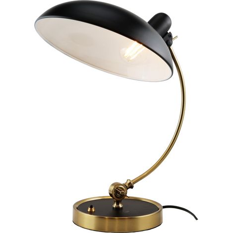 ALPINALUZ  Lámpara de Mesa "BOFA" Latón y Negro- Inspirada en Fritz Hansen Kaiser Idell 663, E27. (1/5)