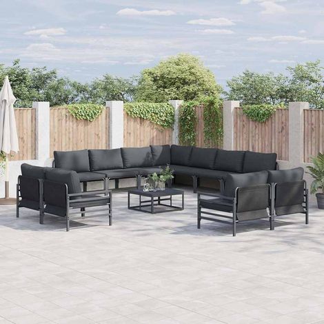 vidaXL Set Divano da Giardino Antracite Acciaio (1/5)