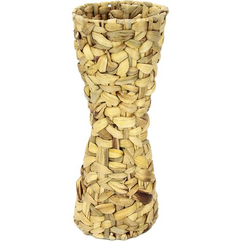 Flair Flower Vase en Jacinthe d'eau - Vase pour Fleurs artificielles ou Herbe de la Pampa - Décoration allongée - Grand et étroit - Fait à la Main - Vase de Sol tressé