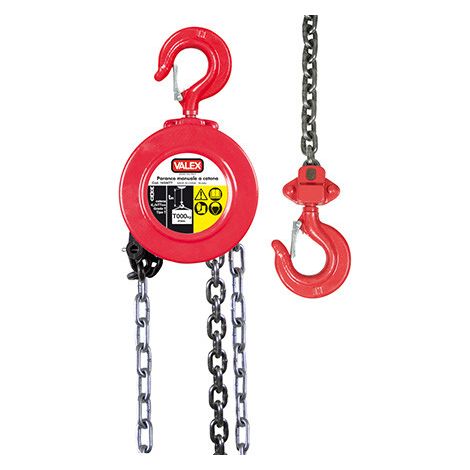 Valex Paranco Manuale a Catena 1000kg 3m Doppio Freno Ganci Girevoli (1/2)