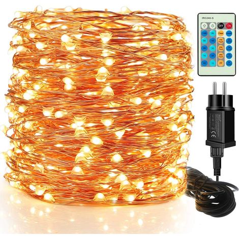 Guirlande lumineuse LED D'extérieur 50M 500 LED Fil De Cuivre Lumières étoilées, Gradable Avec Télécommande, Lumières De Noël Décoratives étanches Pour Jardin Terrasses Chambres Guirlande lumineuse