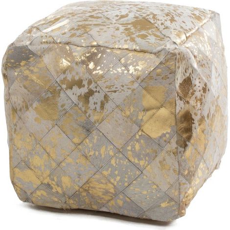 Pouf Eclipse 200 in pelle avorio e oro (1/3)