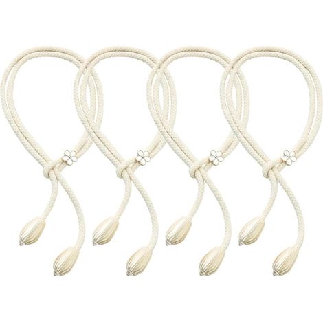 Lot de 4 Embrasse pour Rideaux, Rideaux en Coton tissé à la Main Supports de Rideaux embrasses à Rideaux, Modes Embrasses à Rideaux, Attache Rideau pour Décoration de Maison, Bureau, Blan (1/5)