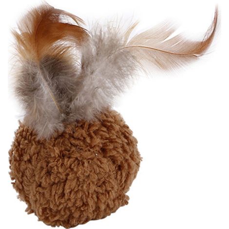 Lot de 2 balles pour chat, jouet interactif à pompon pour chat mignon, jouet en plumes pour chat, balle de jeu pour animaux de compagnie (1/5)
