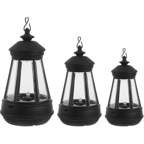 Faroles solares pequeños: Mini faroles solares que pueden reemplazar las estatuas de Papá Noel para exteriores. Faroles colgantes decorativos ideales para jardines, patios, caminos, etc. Dimensiones: (1/5)