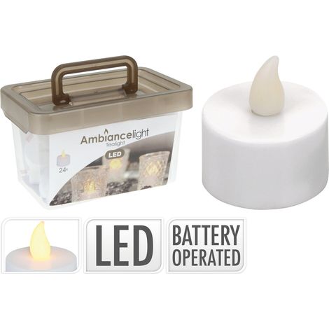 SET 24 TEALIGHT LED PICCOLE A BATTERIE DECORAZIONI LUCI NATALE