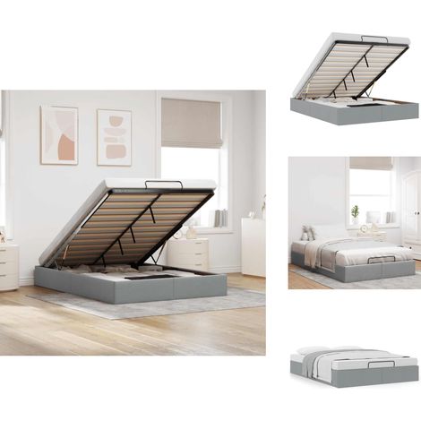 Cadre de lit ottoman sans matelas gris clair 140x190 cm tissu - Cadre De Lit Ottoman - Cadres De Lit Ottomans - Cadre De Lit - Cadre De Lit Avec Rangement (1/5)