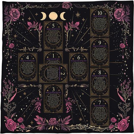 Nappe de table carrée pour la divination, l'astrologie et les jeux de cartes, 75 x 75 cm. (1/5)