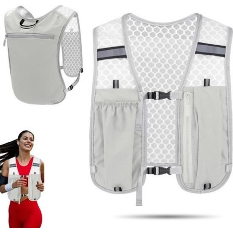 Gilet de course réfléchissant – Gris – Taille unique – Course, cyclisme, trail – Sécurité et visibilité (1/5)