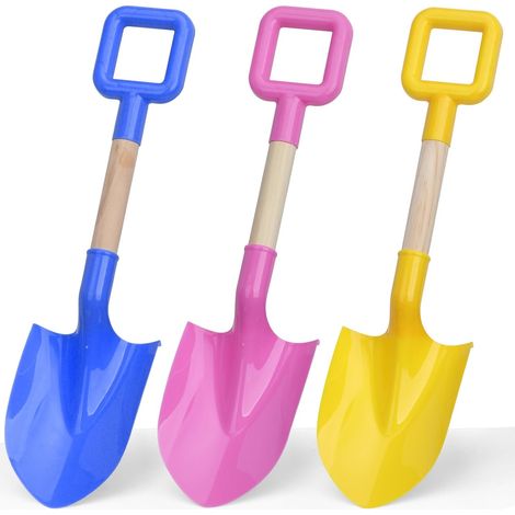 Lot de 3 pelles de plage de 40.6 cm de long pour enfants,Kit d'outils de jardinage,Pelle à sable robuste avec poignée en bois durable,Pelle en plastique ABS, été, enfants et adultes (1/5)