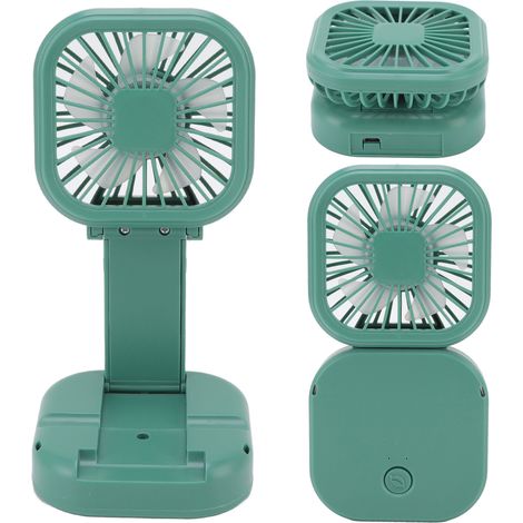 Ventilateur Portable Rechargeable USB 3 Vitesses Pliable Rotation Lanière Mini Desktop Green