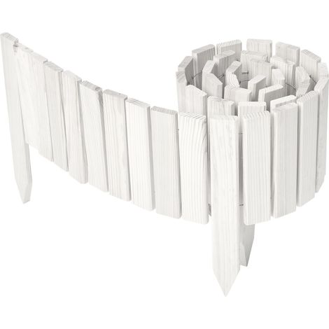 Garronda clôture de Jardin en Bois Bordure Jardin Cloture Jardin Exterieur, Palissade Bordurette Longueur: 200 cm GD-0149 (Blanc, Hauteur : 20 cm)
