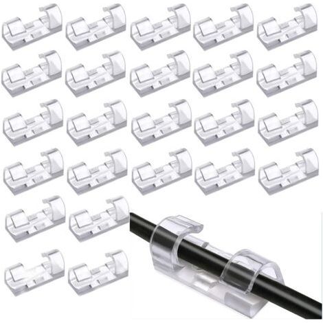 50 Pieces Adhesive Cable Clips Cable Tidy, Transparent Self-Adhesive Cable Organizer Clips, Cable Organizer Clips for Office, Car and Home (1/5)
