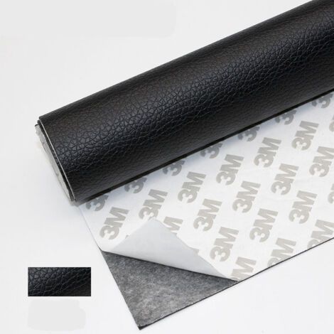Rouleau de 50 x 120 cm d'adhésif pour cuir, autocollants en similicuir, patchs de réparation pour canapé, siège auto, sac, veste en cuir (noir) (1/4)