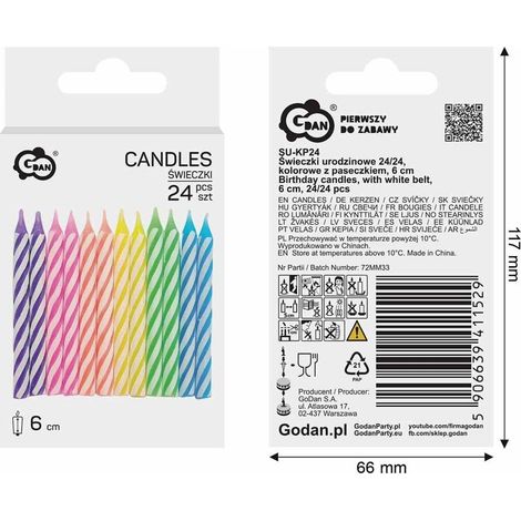 Velas de cumpleaños de 6 cm, 24 unidades