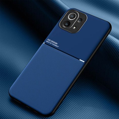 Coque pour Xiaomi 11 Lite 5G NE/Xiaomi Mi 11 Lite, Grâce Exquis Mode Texture Doux Étui, Premium Très Mince Antichoc Antidérapante TPU + PU Bumper Silicone Housse. Bleu (1/5)
