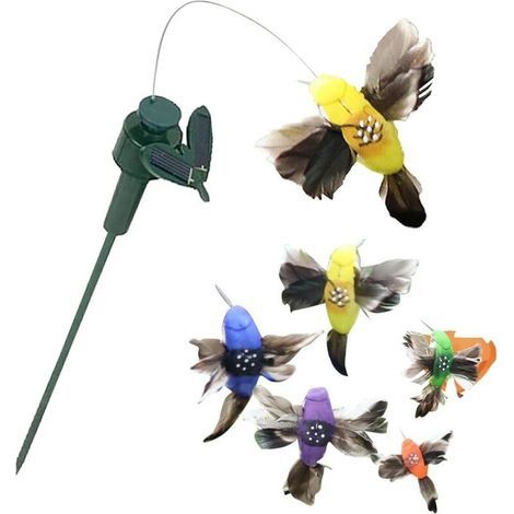 FENOPLASTICAColibri Solaire, 2PCS Réaliste Colibri Flottants Alimentés par L'Énergie Solaire et par Piles, Colibri Solaire en ABS pour Décoration de Jardin, Cour, Plantes et Patio (Couleur Aléatoire) (1/5)