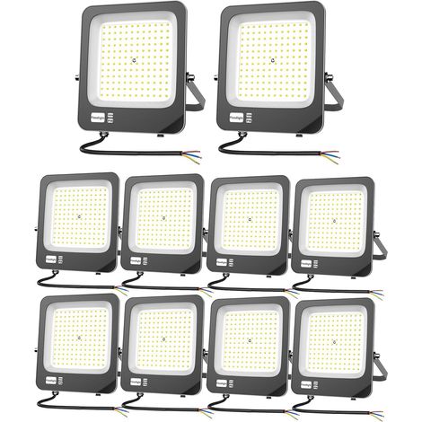Projecteur LED Extérieur 100W, Spot LED Extérieur IP66 Etanche Luminaire Exterieur de Sécurité,6500K Blanc Froid Super Lumineux Eclairage Exterieur Murale pour Cour,Jardin,Garage,Patio-10 Pack (1/5)