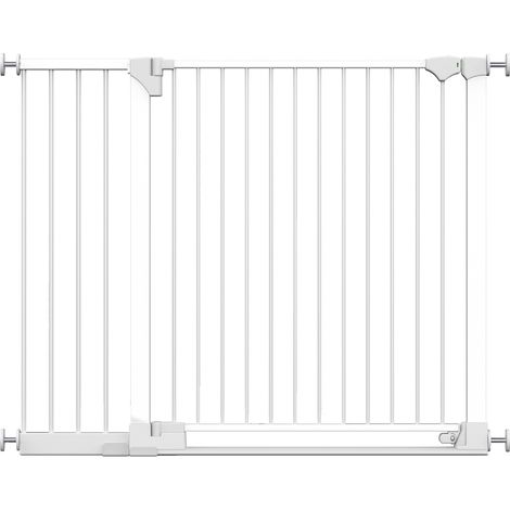 Safetots SafeStep Gate, White, 124cm - 131cm, Extra Low Walkthough, 81cm Extra Wide Doorway, Extra Wide Baby Gate
