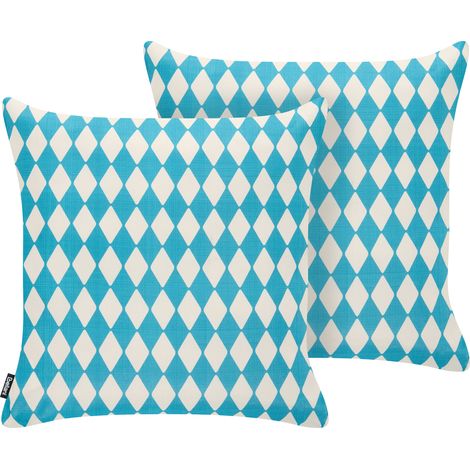 Conjunto de 2 cojines decorativos para exterior accesorios de jardín diseño retro turquesa Grevillea (1/5)