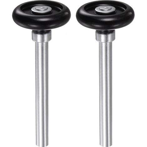 2pcs 1.8" Roulettes de porte de garage en nylon pour rail de garage de 2", roulettes standard de 4.25" de tige, noir (1/5)