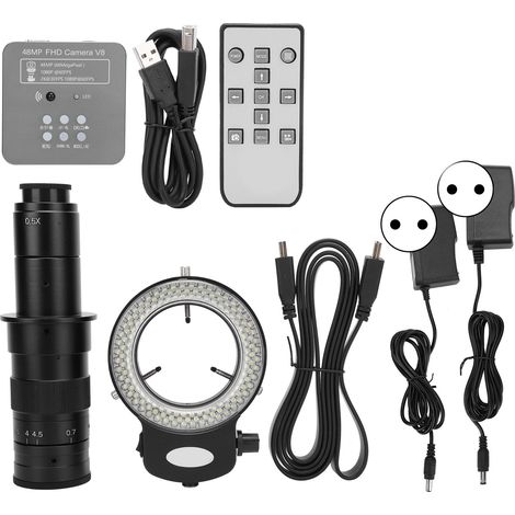 Caméra Microscope 48MP Objectif 100X Éclairage 56 LED FHD HDMI USB Téléphone Soudure PCB Prise UE 100-240V (1/5)