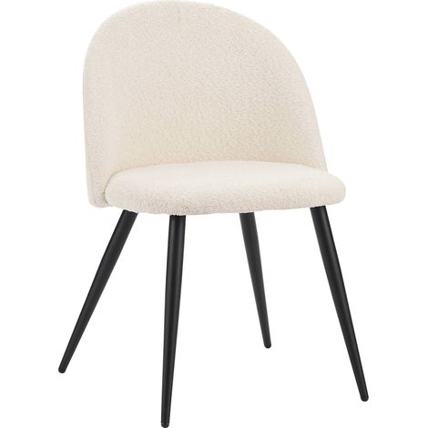 Chaise design blanche assise alpaga pieds noirs élégante - Blanc cassé effet alpaga (1/5)