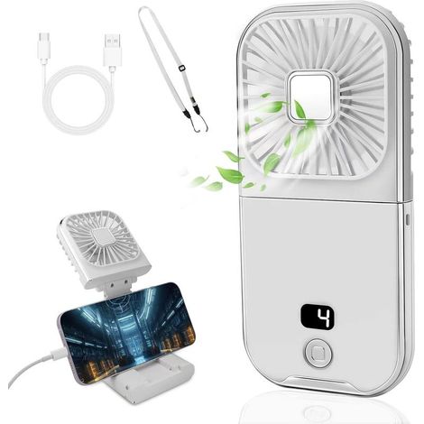(Weiß) Tragbarer Mini-USB-Ventilator mit Powerbank-Funktion, 4 einstellbare Geschwindigkeitsstufen, 3000 mAh Akku, Ventilator (1/5)