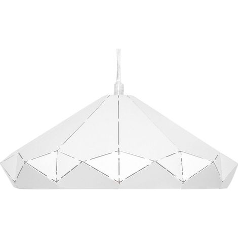 Ceiling Lamp White Metal 112 cm Pendant Welded Geometric Shade Industrial NEVOLA