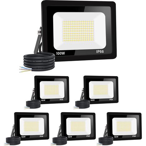 【6PCS】100W spot led extérieur 10000LM IP66 Imperméable Projecteur LED Exterieur Super Brillant Eclairage Extérieur Blanc froid(6000k) Sécurité spot led pour stades, usines, Parking, garage, jardin (1/5)