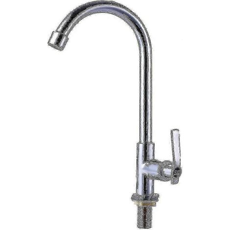 Robinet d'évier à eau froide, monocommande, monotrou, bec haut, montage sur comptoir, acier inoxydable, modèle S202412 (1/5)