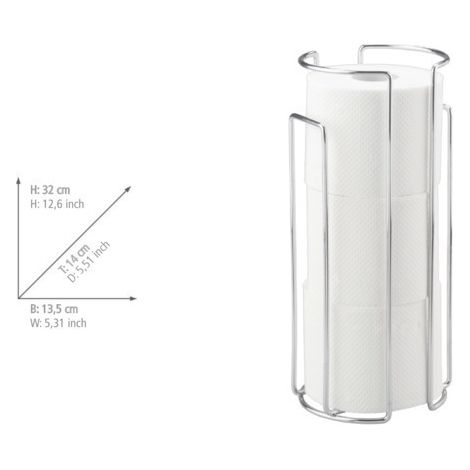 WENKO Réserve papier toilette mural, stockeur papier toilette mural ou à poser, pour 3 rouleaux de papier toilette, Acier, 14,5x32x13 cm, Brillant (1/3)