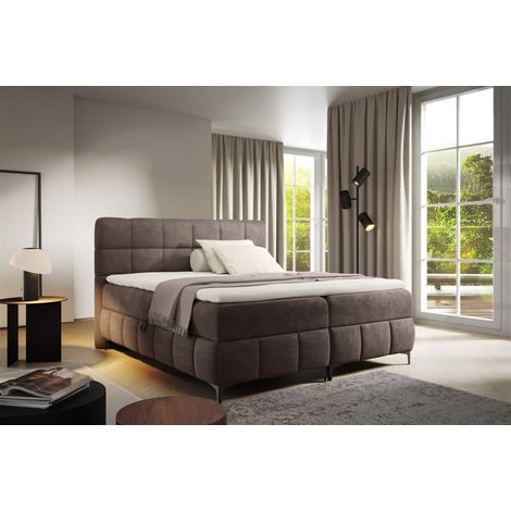 Boxspringbett Schlafzimmerbett SOPHIE 100x200cm Stoff Salvador Schokobraun (1/5)