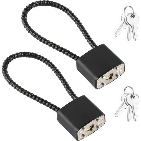 2er Set Kabelschloss mit Schlüssel, robust, 19,5cm Drahtseil, für Koffer, Fahrrad, Tor
