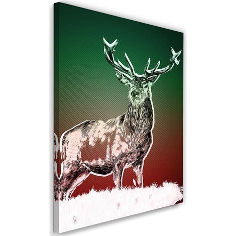 Tableau déco Cerf animal nature Vert 40x60 (1/5)
