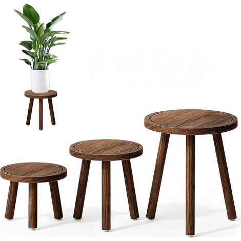 Lot de 3 tabourets pour plantes en bois - Support de fleurs (1/5)