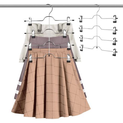 Cintre à pantalons avec pinces, 2 cintres à pantalons en métal, 4 couches, gain de place, 8 pinces antidérapantes amovibles (1/5)
