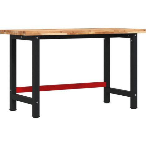 Établi 140x60x83 cm bois massif d'acacia rectangulaire CFW28973 (1/5)