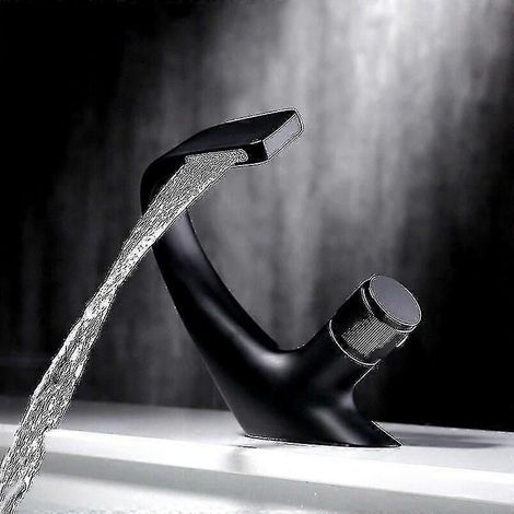Robinet de salle de bain de luxe en laiton, monotrou, design cascade, Flkwoh (1/4)