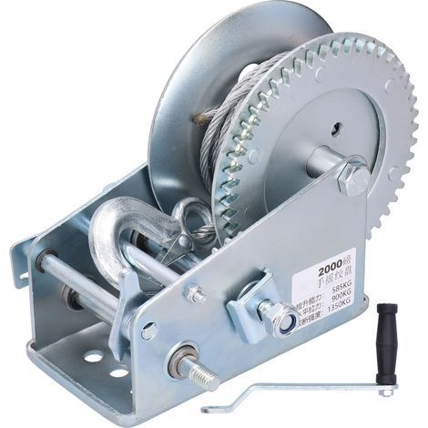 Self-locking manual winch trailer with rubber handle, can lift 2000 lbs (1/5)