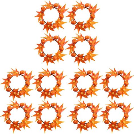 3 Ensembles Anneau De Bougie Feuille D'érable Guirlande De Verdure Couronne d'automne Halloween Decoration Décoration Halloween Anneaux De Bougies Couronnes De Bougies 4 Pièces 3