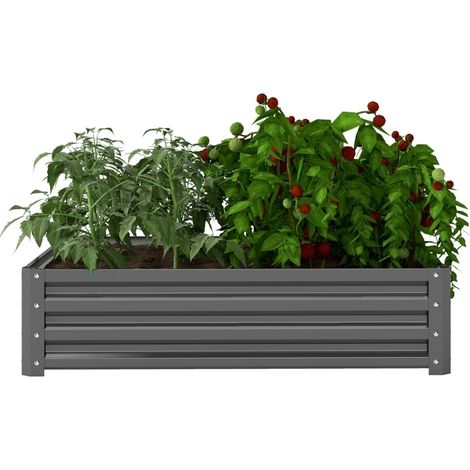 Cajón elevado de acero galvanizado gris claro 120 x 120 x 30 cm (1/5)