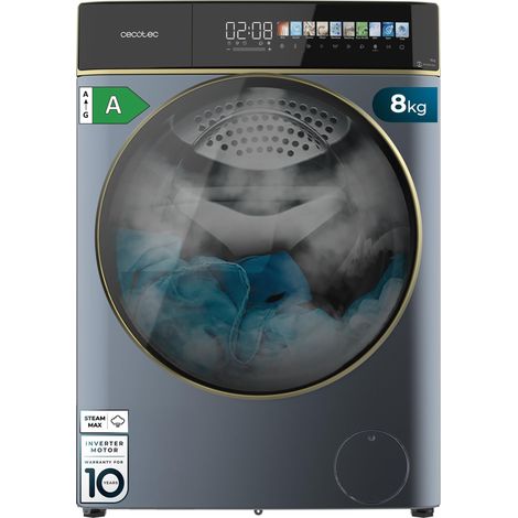 Lave-linge séchant avec une capacité de 8 kg (lavage) et 5 kg (séchage), 1400 tr/min, 16 programmes, moteur Inverter Plus, classe A, SteamMax, OnSmart, Fuzzy Logic, SpaCare et détecteur de charge.