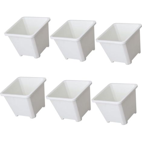 Pots de Fleurs Carrés Épais en Plastique, Lot de 6, Blanc (1/5)