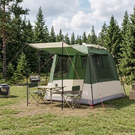 vidaXL  Party Tent  Green 4-Person 185T Polyester with PU Coating
